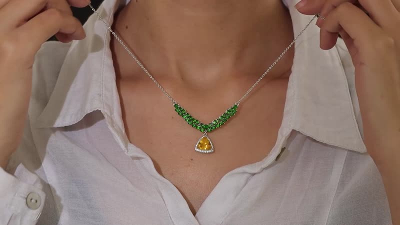 Premium BURITI Fire Opal and Multi Gemstone Necklace 18 Inches in Platinum Over Sterling Silver 5.75 ctw