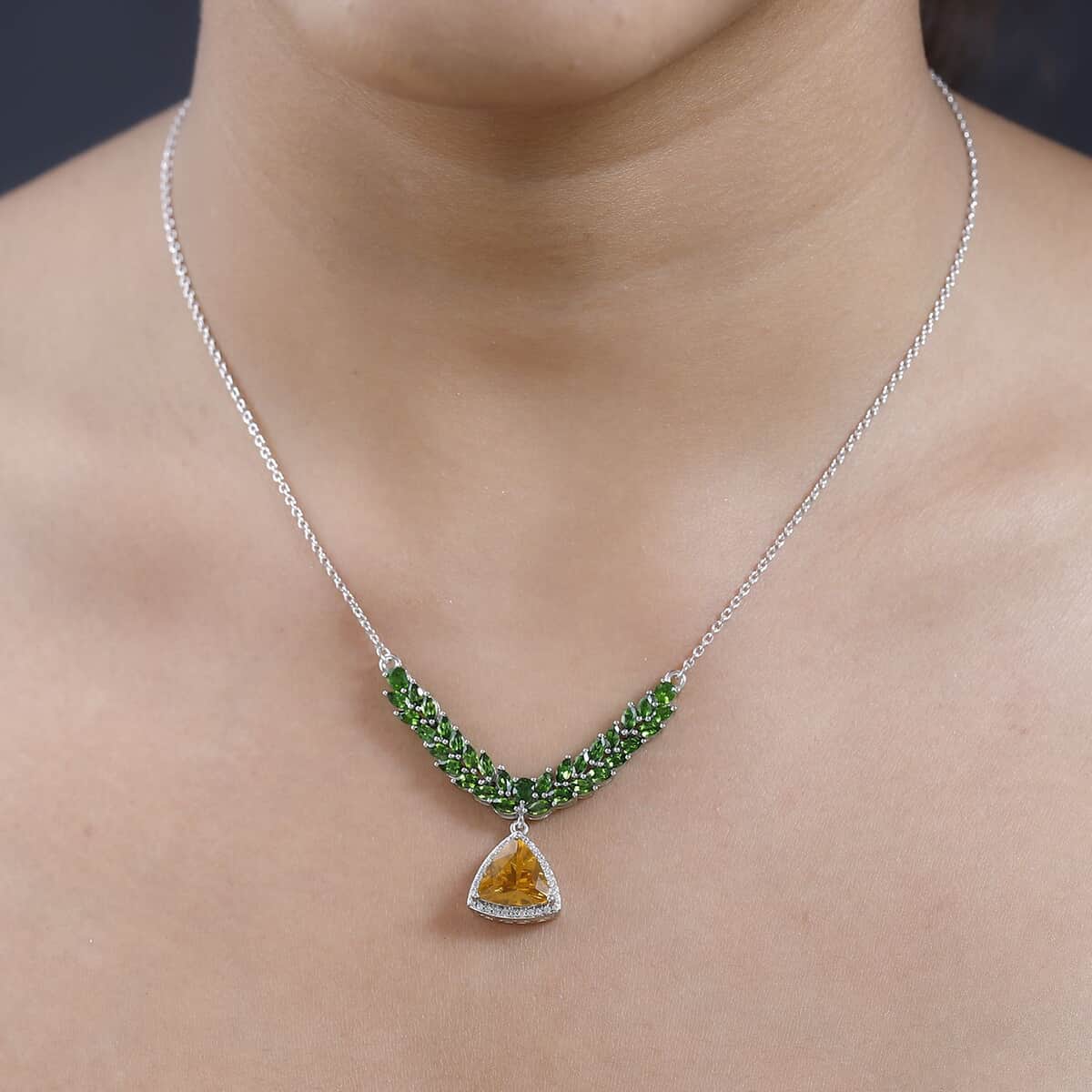 Premium BURITI Fire Opal and Multi Gemstone Necklace 18 Inches in Platinum Over Sterling Silver 5.75 ctw image number 2