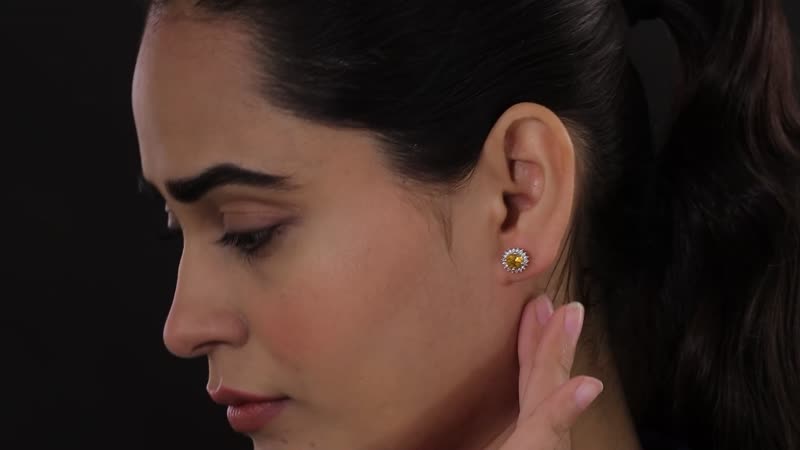 Premium BURITI Fire Opal and Moissanite Sunburst Stud Earrings in Platinum Over Sterling Silver 1.50 ctw