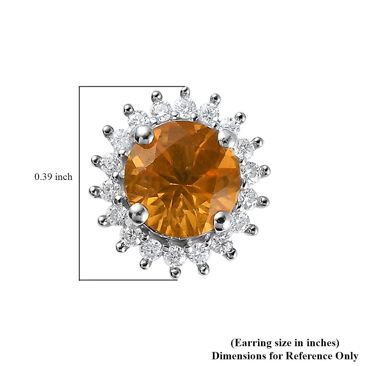 Premium BURITI Fire Opal and Moissanite Sunburst Stud Earrings in Platinum Over Sterling Silver 1.50 ctw