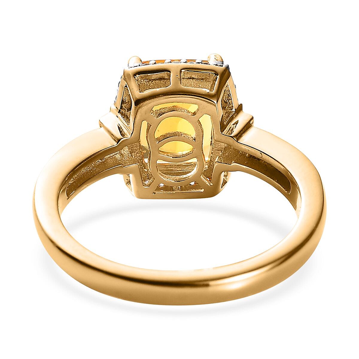 Premium Brazilian Fire Opal and White Zircon Ring in Vermeil Yellow Gold Over Sterling Silver 2.10 ctw image number 4