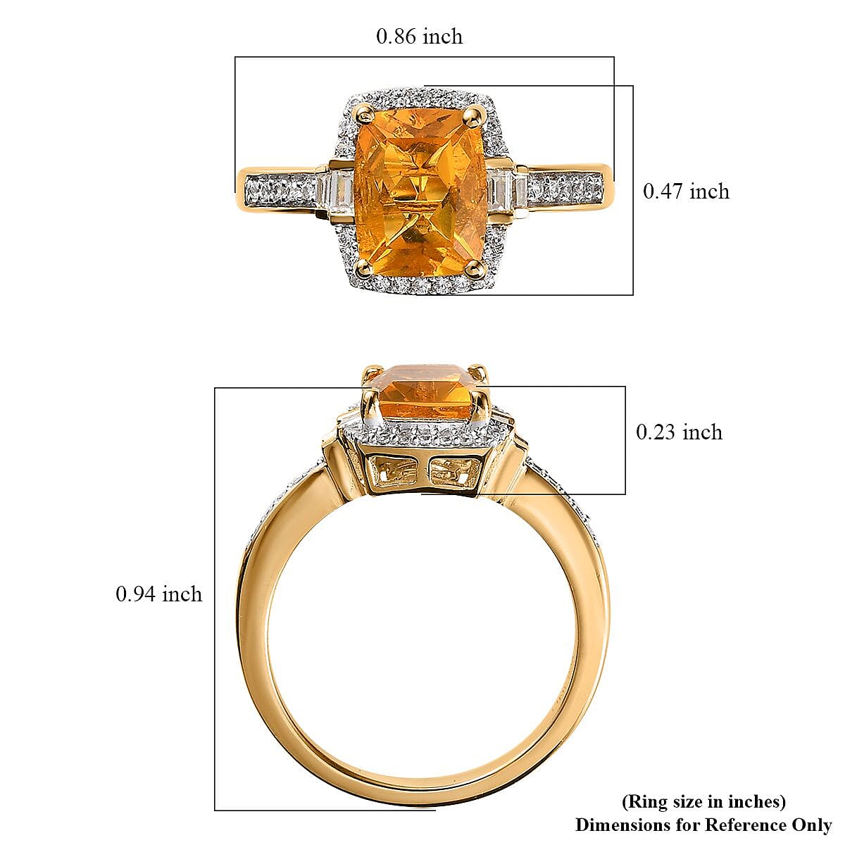 Premium Brazilian Fire Opal and White Zircon Ring in Vermeil Yellow Gold Over Sterling Silver 2.10 ctw image number 5