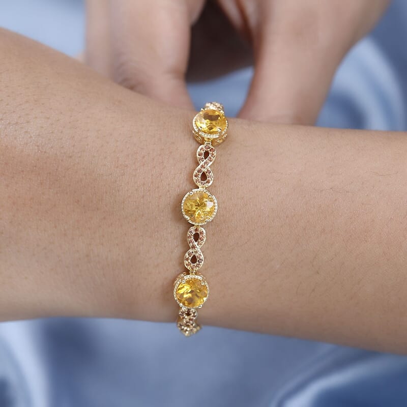 Premium BURITI Fire Opal and Brown Zircon Bracelet in Vermeil Yellow Gold Over Sterling Silver (7.25 In) 3.00 ctw