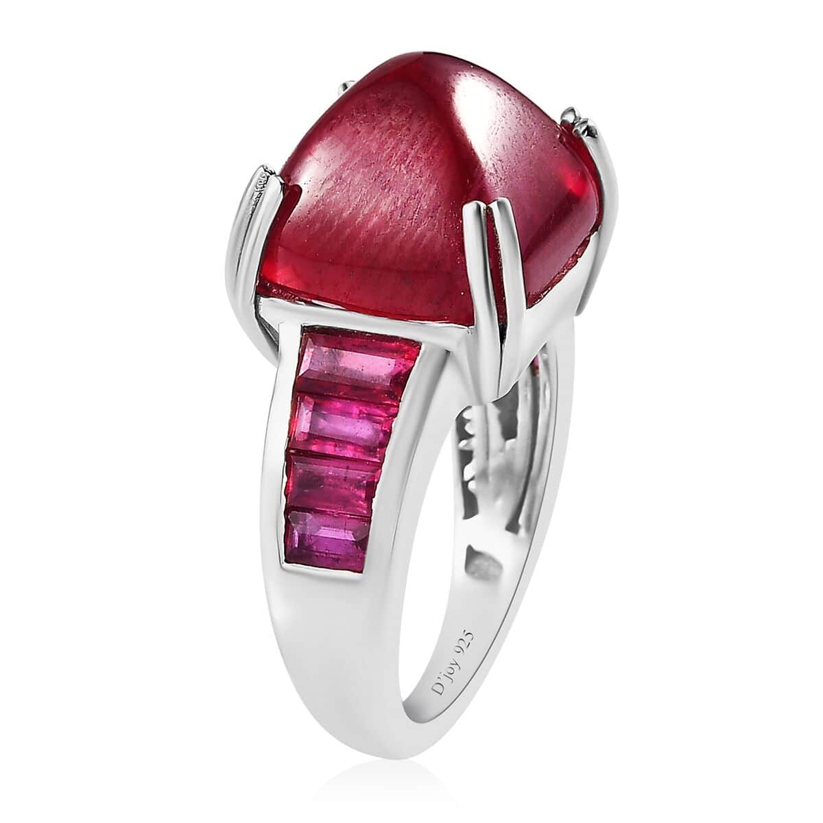 Sugarloaf Niassa Ruby (FF) Ring in Platinum Over Sterling Silver (Size 10.0) 17.00 ctw image number 3