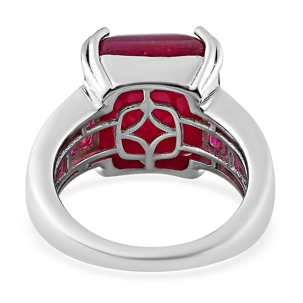 Sugarloaf Niassa Ruby (FF) Ring in Platinum Over Sterling Silver (Size 10.0) 17.00 ctw image number 4