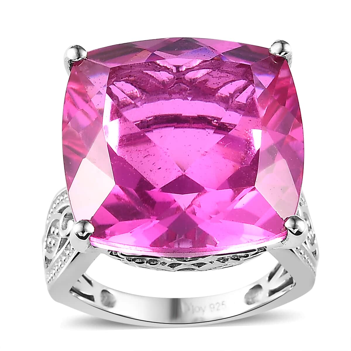 Radiant Orchid Quartz (Triplet) Solitaire Ring in Platinum Over Sterling Silver (Size 10.0) 24.15 ctw image number 0