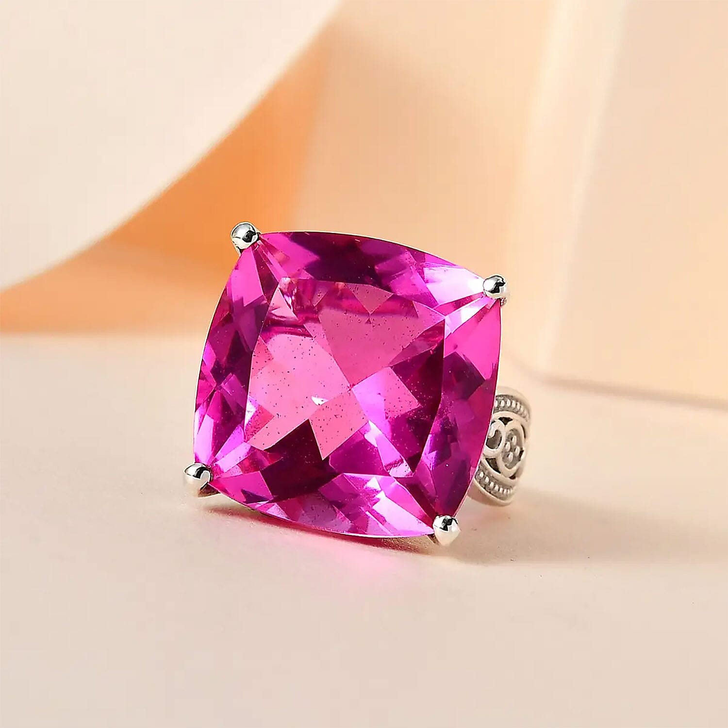 Radiant Orchid Quartz (Triplet) Solitaire Ring in Platinum Over Sterling Silver (Size 10.0) 24.15 ctw