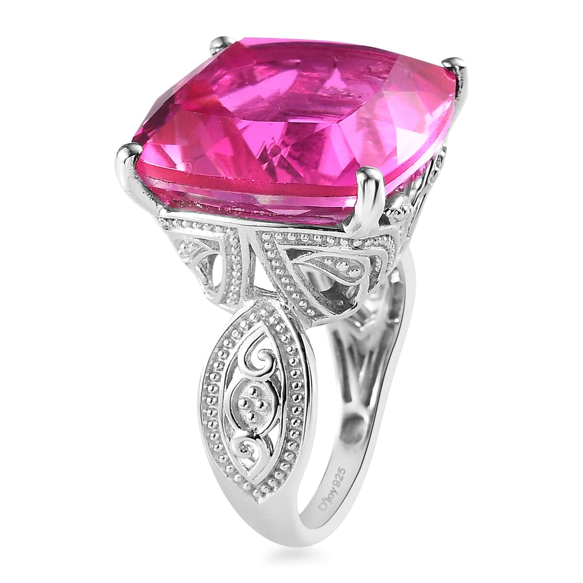 Radiant Orchid Quartz (Triplet) Solitaire Ring in Platinum Over Sterling Silver (Size 10.0) 24.15 ctw image number 3