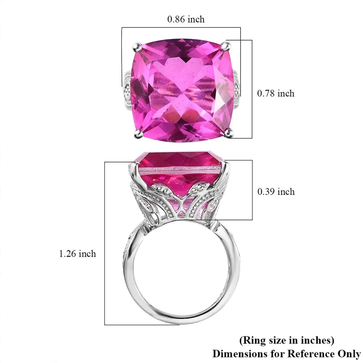 Doorbuster Radiant Orchid Quartz (Triplet) Solitaire Ring in Platinum Over Sterling Silver 24.15 ctw image number 6