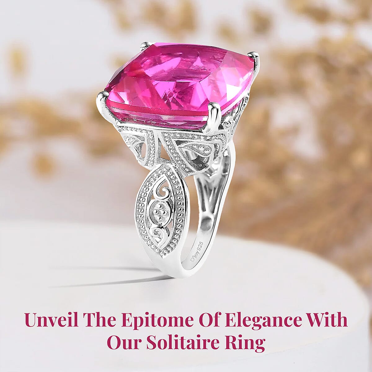 Radiant Orchid Quartz (Triplet) Solitaire Ring in Platinum Over Sterling Silver (Size 11.0) 24.15 ctw image number 2