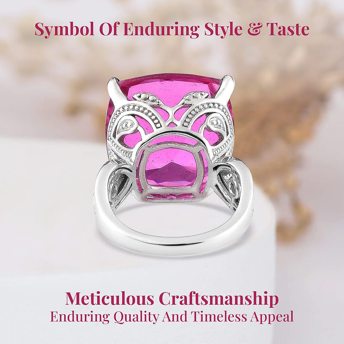 Radiant Orchid Quartz (Triplet) Solitaire Ring in Platinum Over Sterling Silver (Size 11.0) 24.15 ctw image number 3