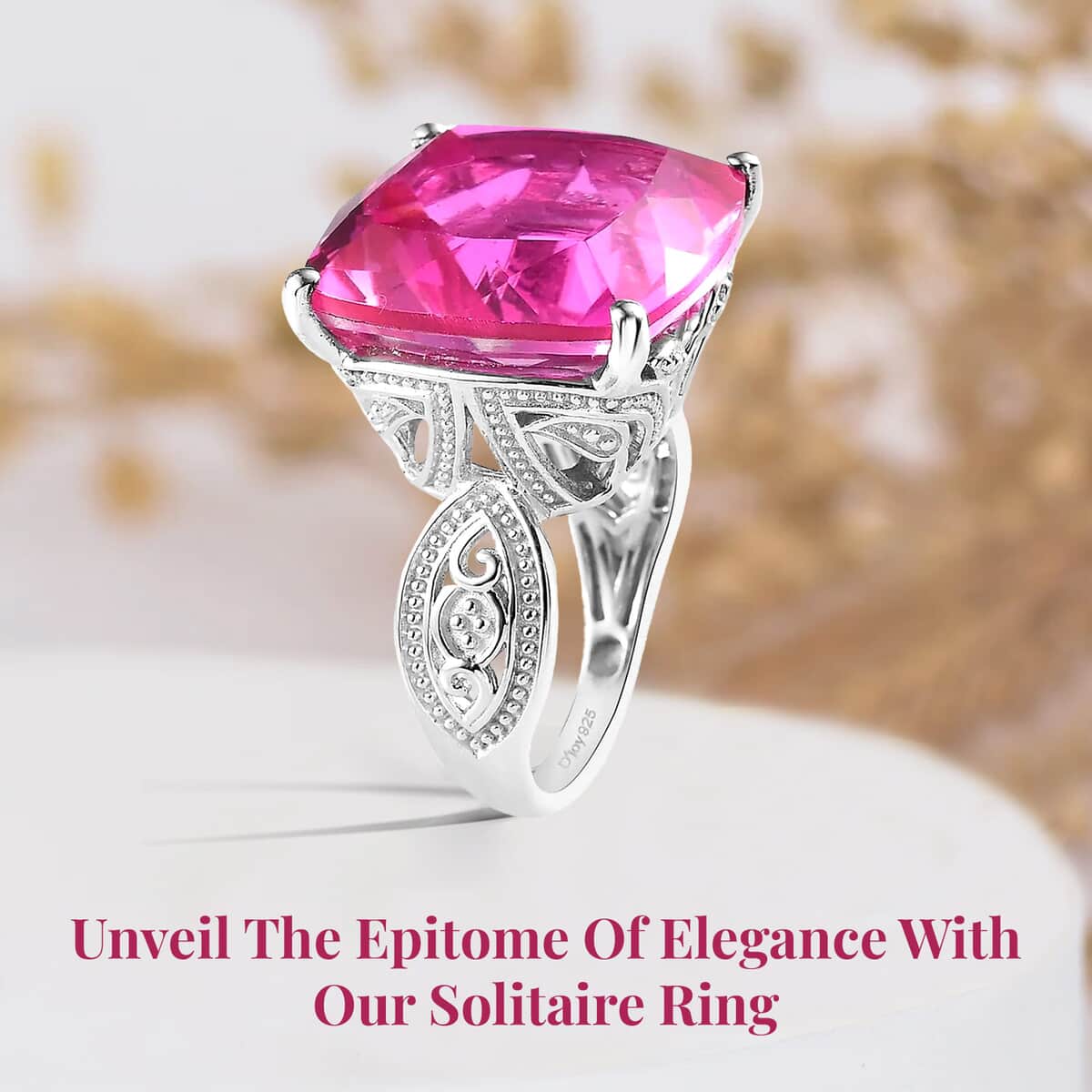 Radiant Orchid Quartz (Triplet) Solitaire Ring in Platinum Over Sterling Silver (Size 7.0) 24.15 ctw image number 2