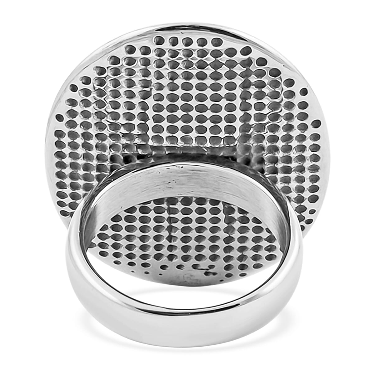 Yellow Tigers Eye 50.00 ctw Oval Ring in Stainless Steel (Size 6.0) image number 4