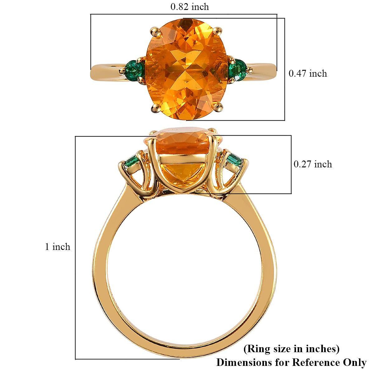 Premium BURITI Fire Opal and Boyaca Colombian Emerald Ring in Vermeil Yellow Gold Over Sterling Silver (Size 10.0) 2.75 ctw