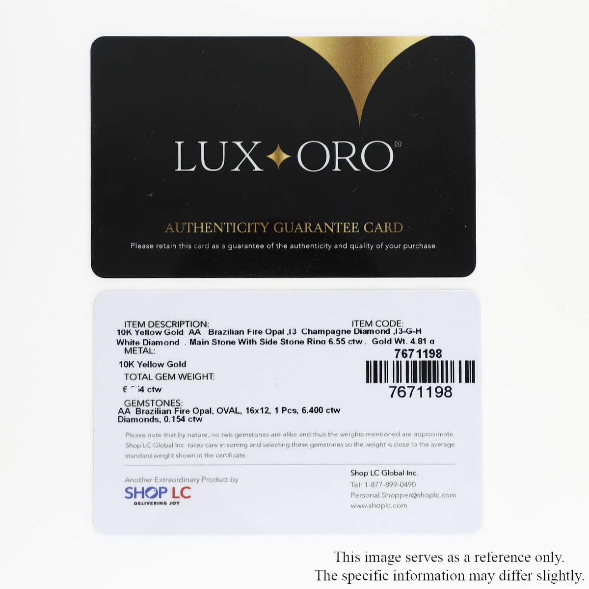 Luxoro 10K Yellow Gold Premium BURITI Fire Opal, Natural Champagne and White Diamond I3 Ring (Size 7.0) 5 Grams 6.55 ctw image number 6