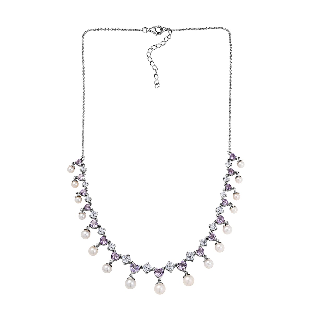 D'Joy Rose De France Amethyst and Multi Gemstone 12.20 ctw Necklace in Platinum Over Sterling Silver 18 Inches image number 3