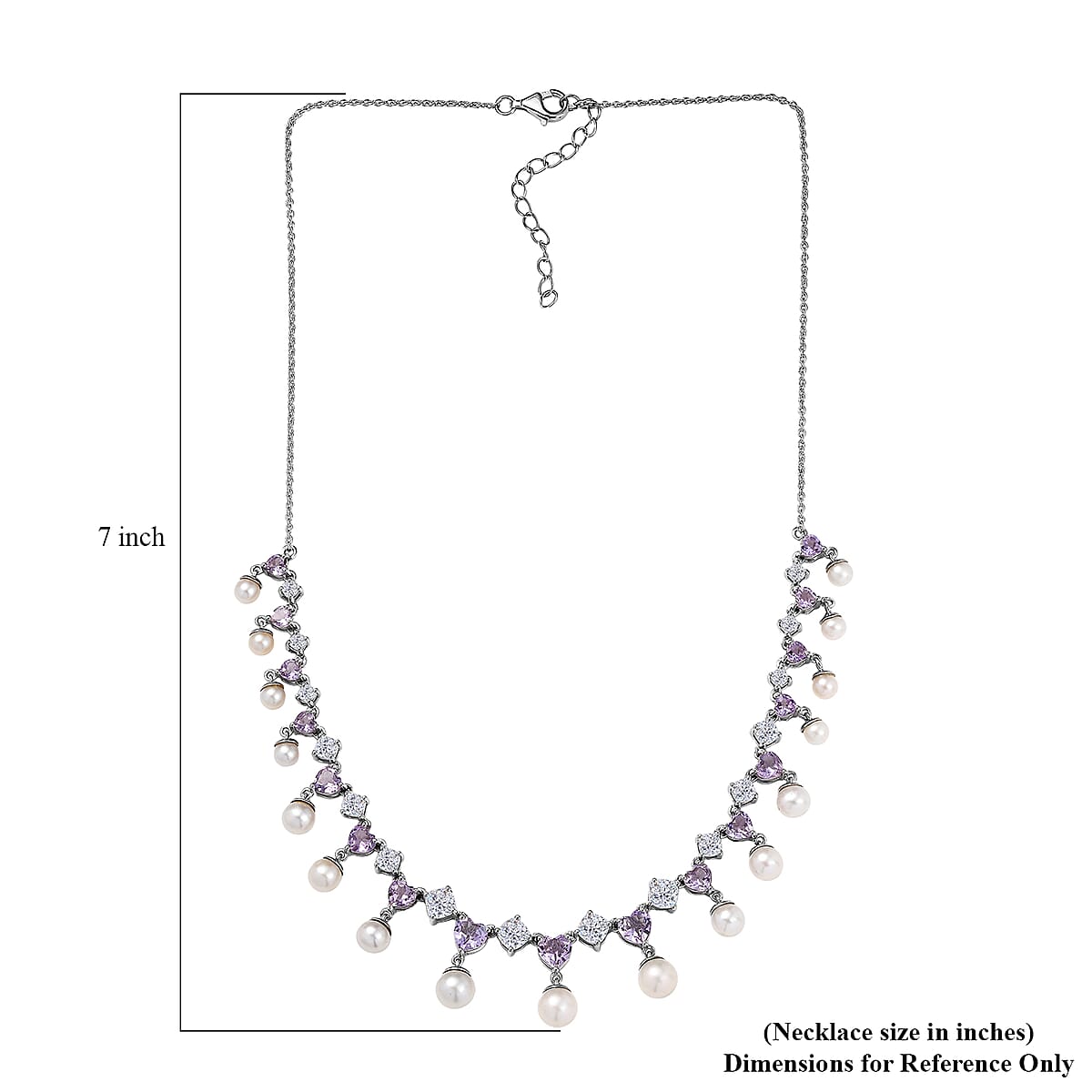 D'Joy Rose De France Amethyst and Multi Gemstone 12.20 ctw Necklace in Platinum Over Sterling Silver 18 Inches image number 5