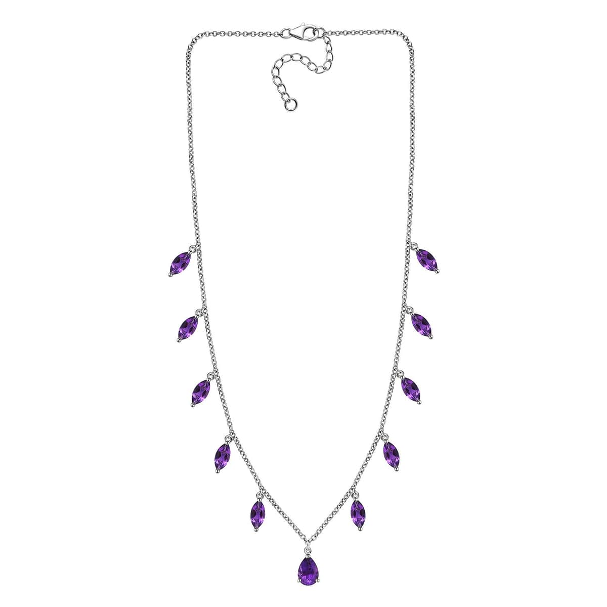 African Amethyst Station Necklace (18 Inches) in Vermeil YG Over Sterling Silver 5.80 ctw image number 3