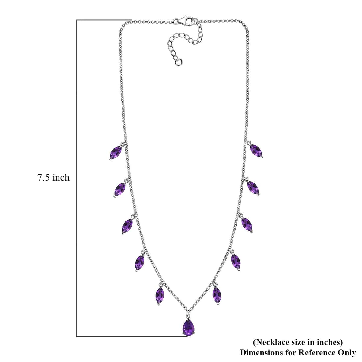 African Amethyst Station Necklace 18 Inches in Platinum Over Sterling Silver 5.80 ctw image number 5