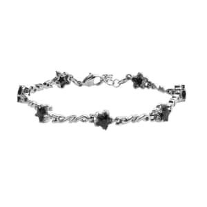 Simulated Black Diamond Station Bracelet in Stainless Steel (7.00 In) 7.35 ctw