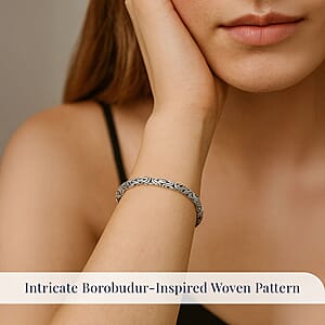 D'Joy Bali Legacy Oval Shape Borobudur Bracelet in Sterling Silver (7.25 In) 16.32 Grams