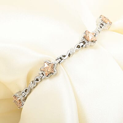Simulated Champagne Diamond Bracelet in Stainless Steel (7.00 In) 7.15 ctw