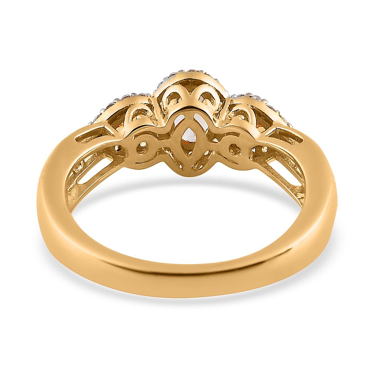 AAA Turkizite, Madagascar Yellow Sapphire and White Zircon 1.10 ctw Halo Ring in Vermeil Yellow Gold Over Sterling Silver (Size 8.0) image number 4