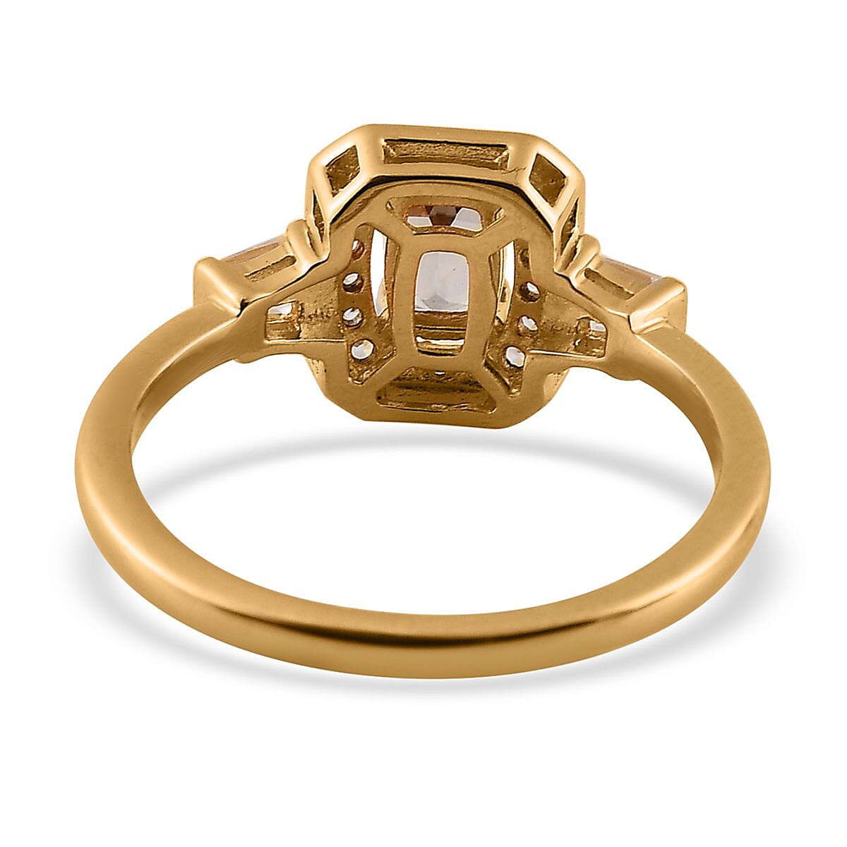 AAA Turkizite, White Zircon Halo Ring in Vermeil YG Over Sterling Silver (Size 10.0) 1.15 ctw