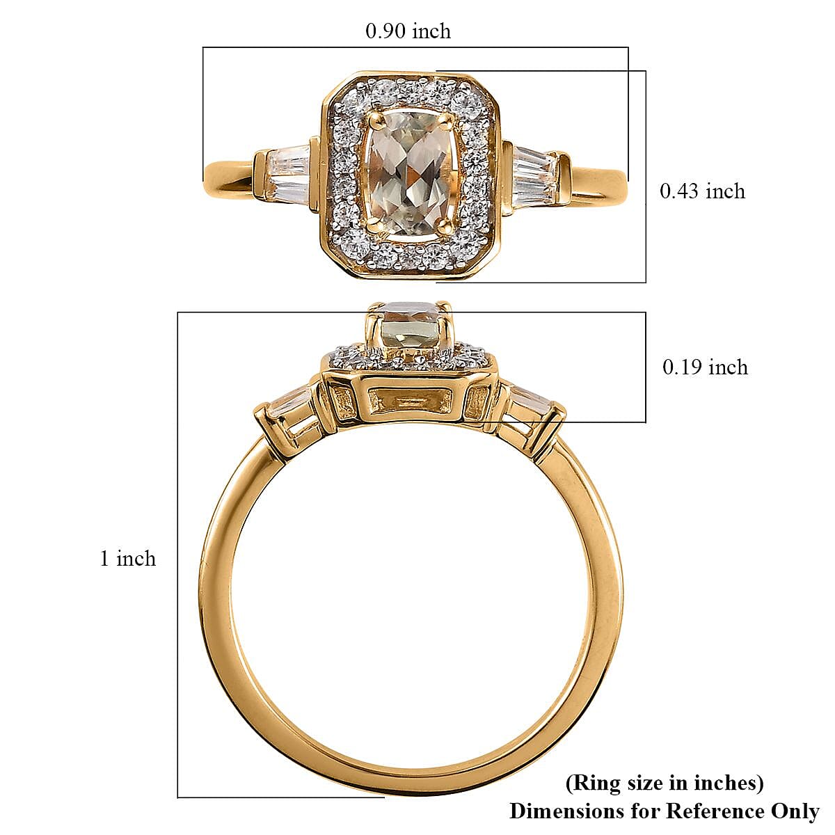 AAA Turkizite, White Zircon Halo Ring in Vermeil YG Over Sterling Silver (Size 10.0) 1.15 ctw