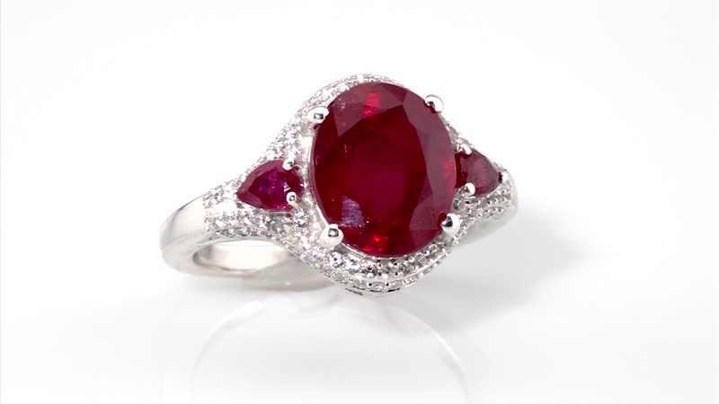 Niassa Ruby (FF), White Zircon Ring in Platinum Over Sterling Silver (Size 10.0) 6.75 ctw