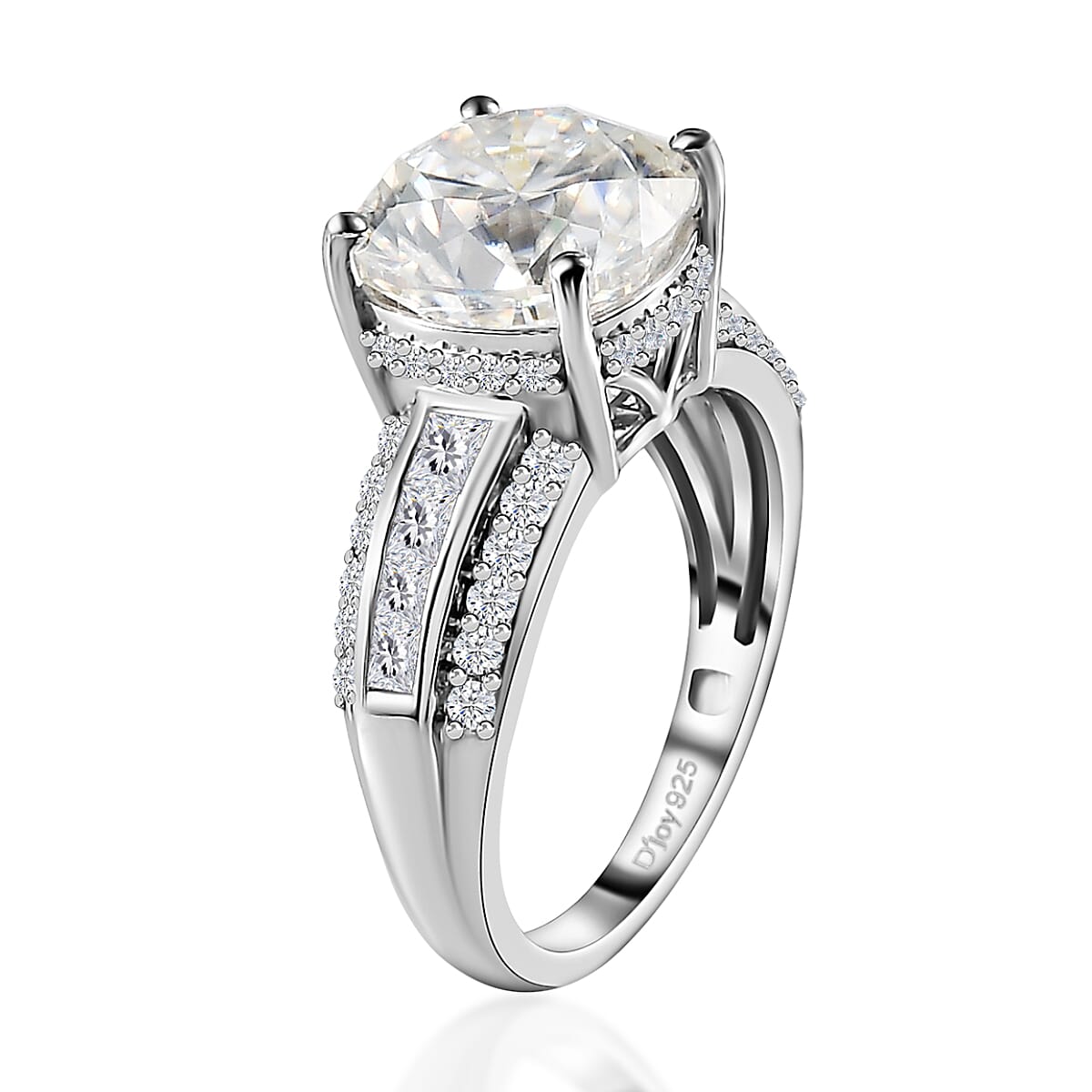 Moissanite Ring in Platinum Over Sterling Silver (Size 10.0) 6.00 ctw