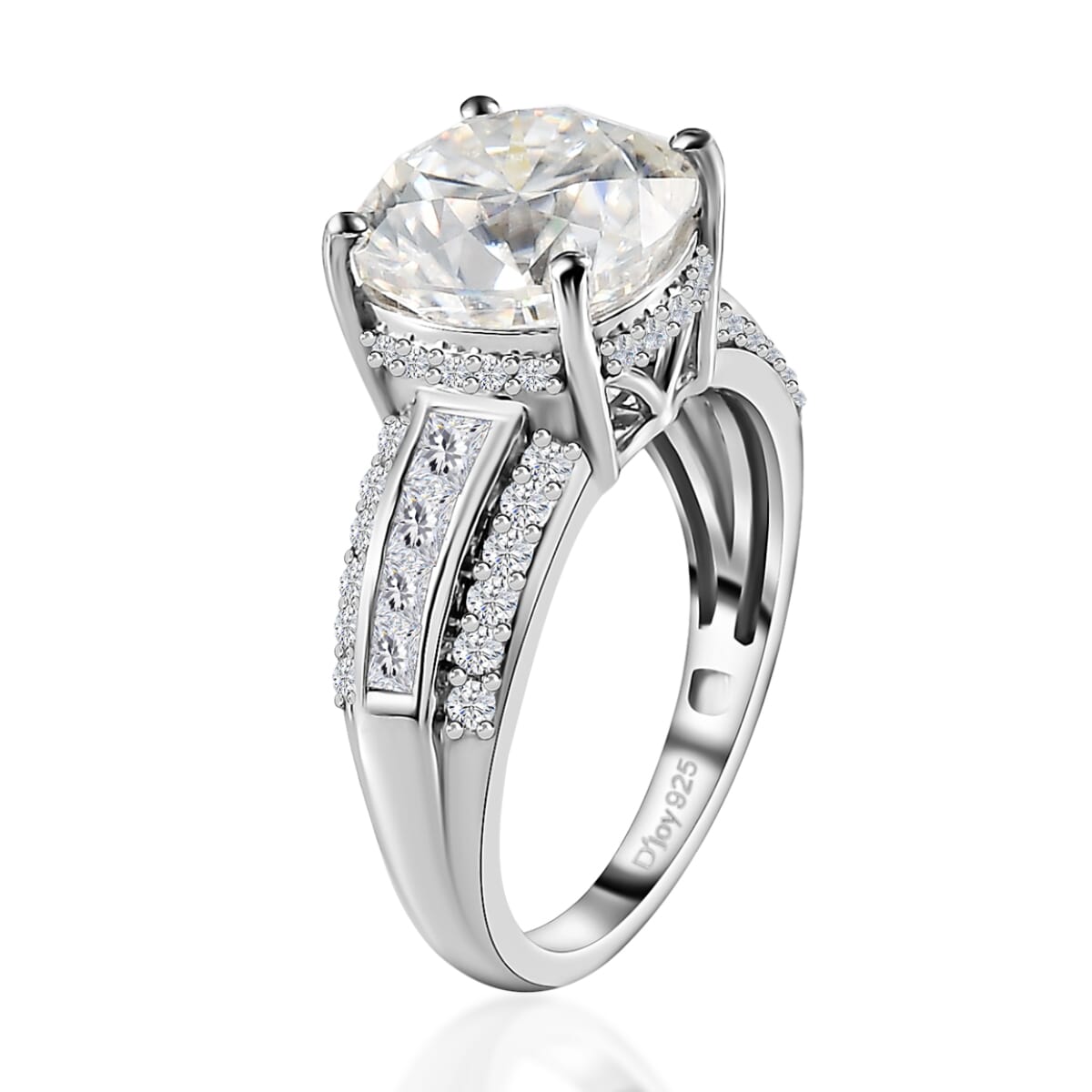 Moissanite Ring in Platinum Over Sterling Silver 6.00 ctw image number 3
