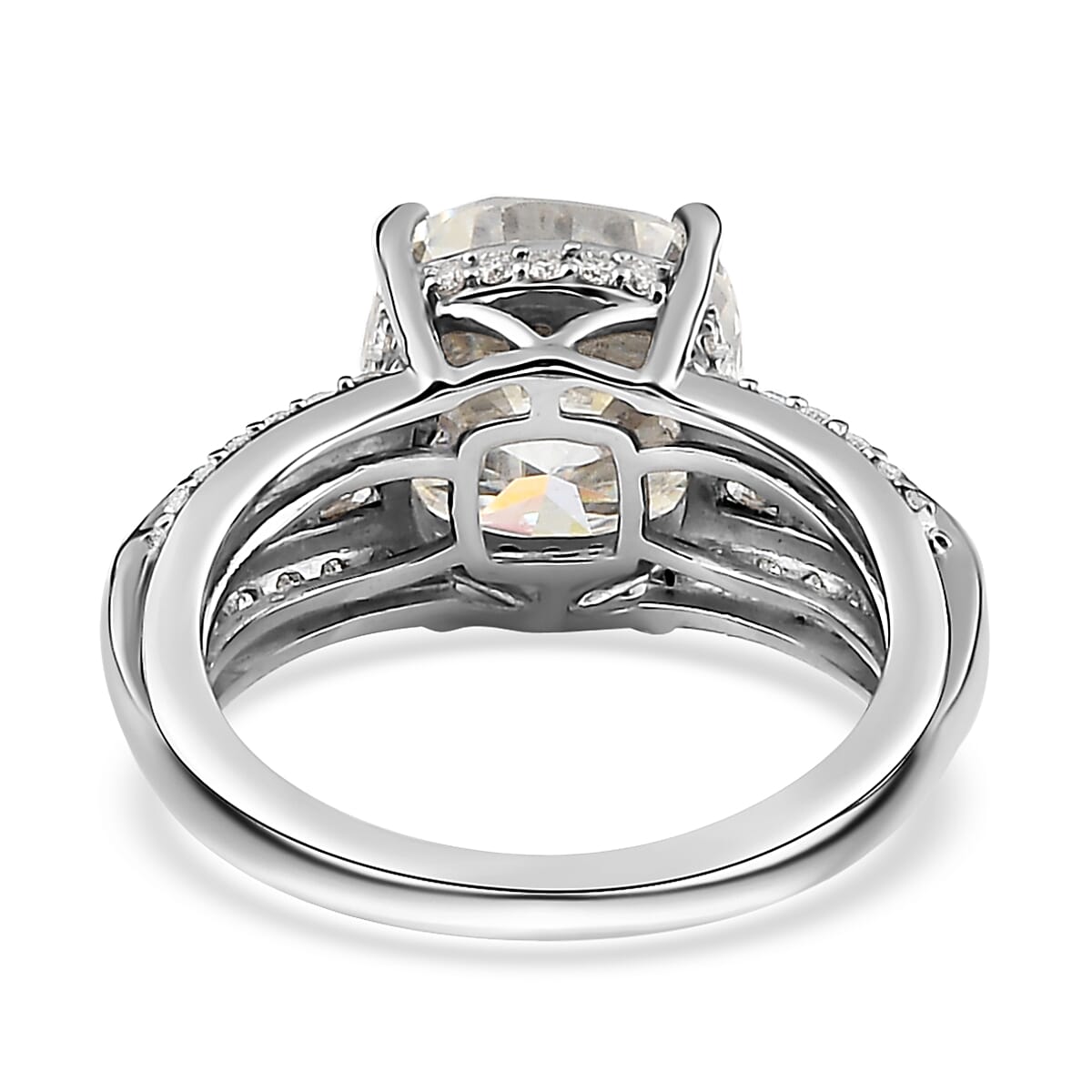 Moissanite Ring in Platinum Over Sterling Silver (Size 10.0) 6.00 ctw