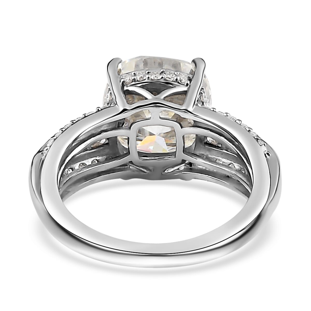 Moissanite Ring in Platinum Over Sterling Silver 6.00 ctw image number 4