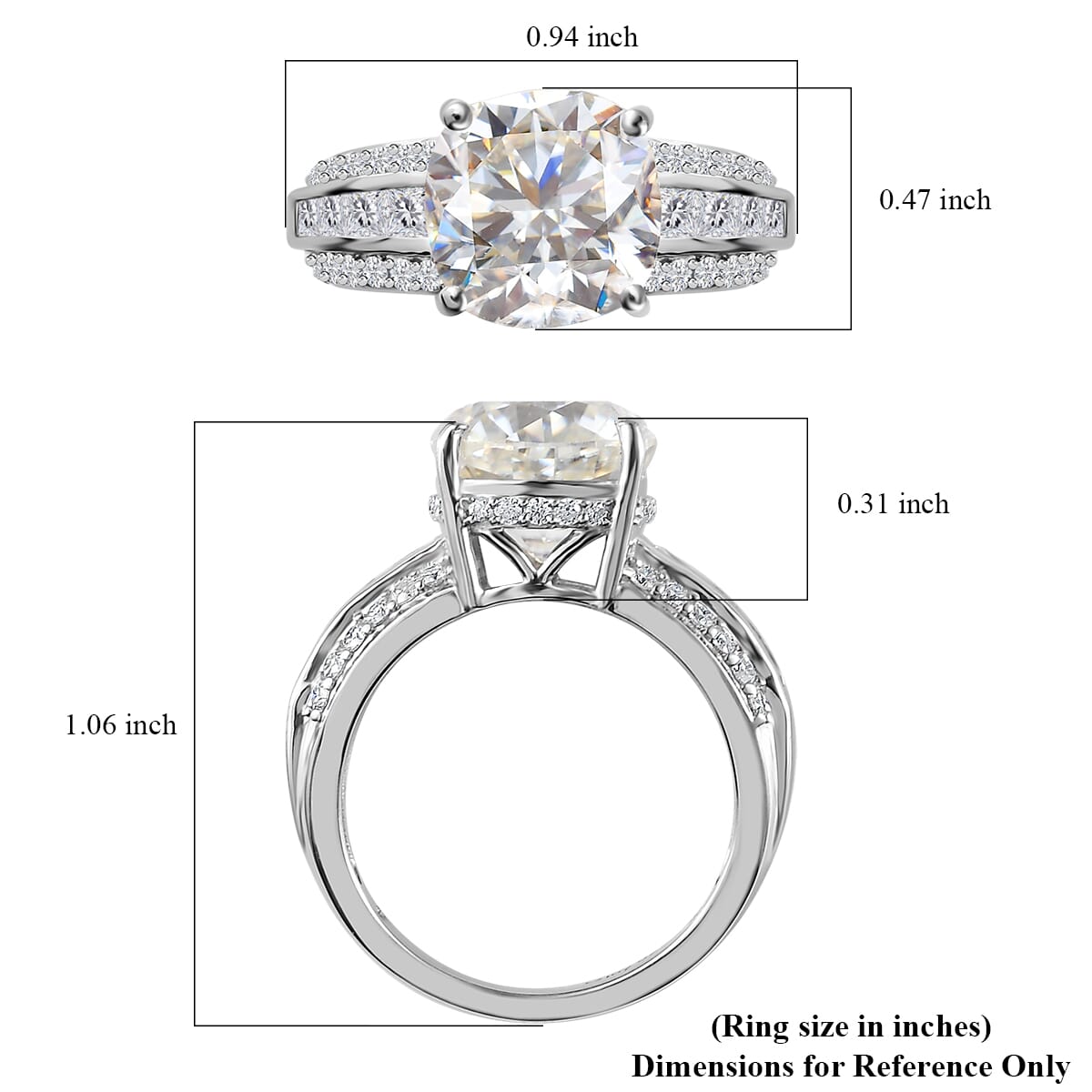 Moissanite Ring in Platinum Over Sterling Silver 6.00 ctw image number 5