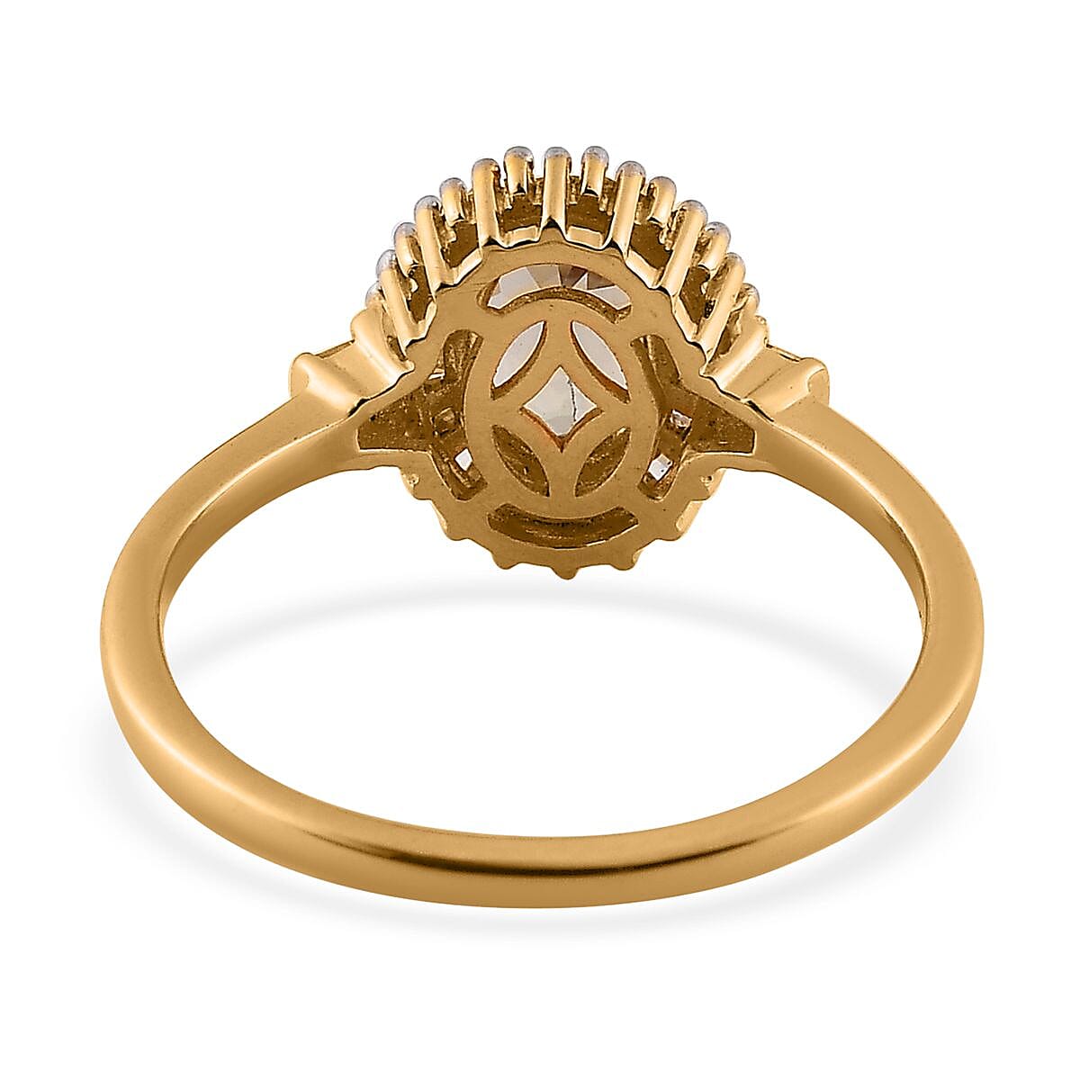 AAA Turkizite and Diamond Halo Ring in Vermeil Yellow Gold Over Sterling Silver, Rare Gemstone Turkizite Jewelry, Birthday Gift For Her 1.10 ctw
