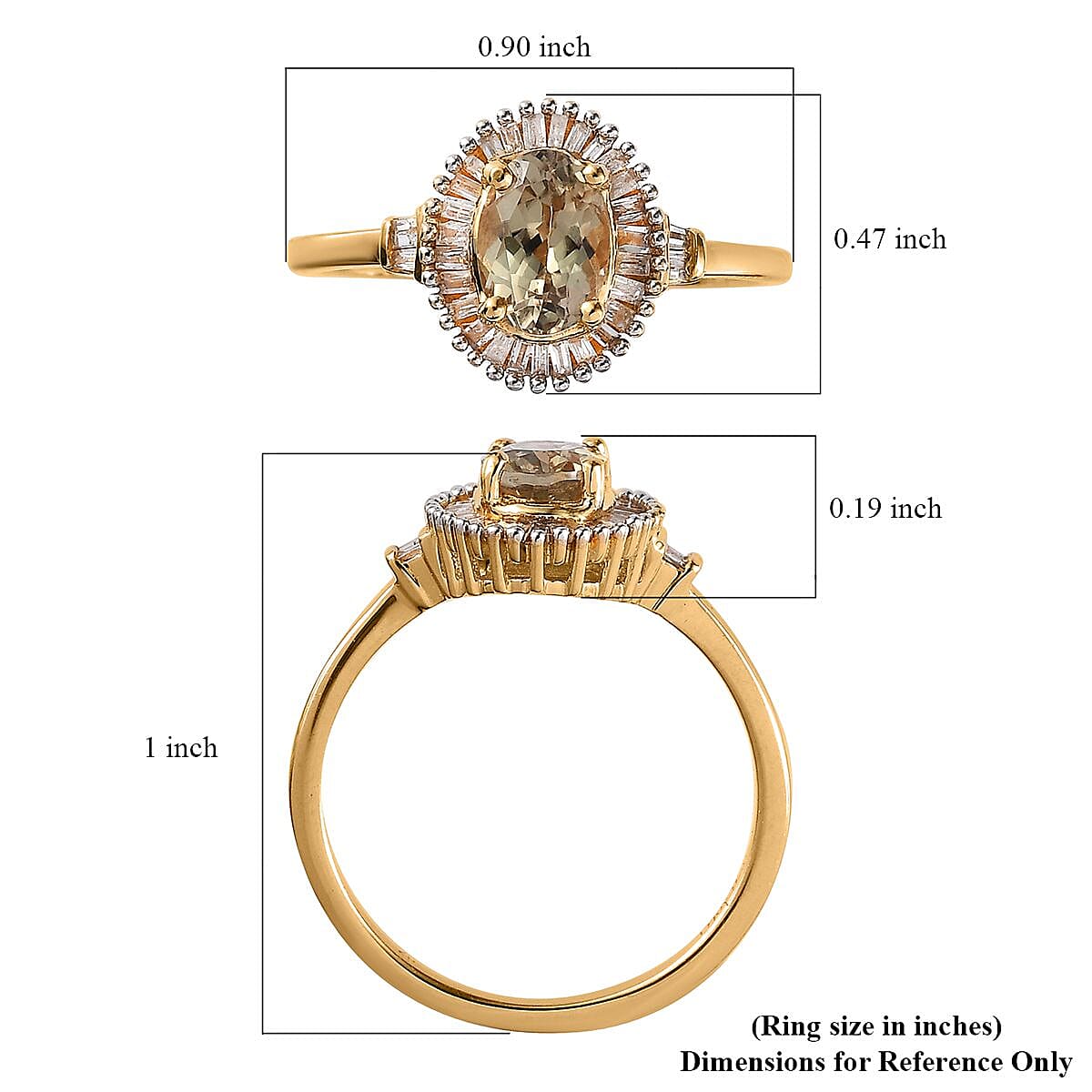 AAA Turkizite and Diamond Halo Ring in Vermeil Yellow Gold Over Sterling Silver, Rare Gemstone Turkizite Jewelry, Birthday Gift For Her 1.10 ctw
