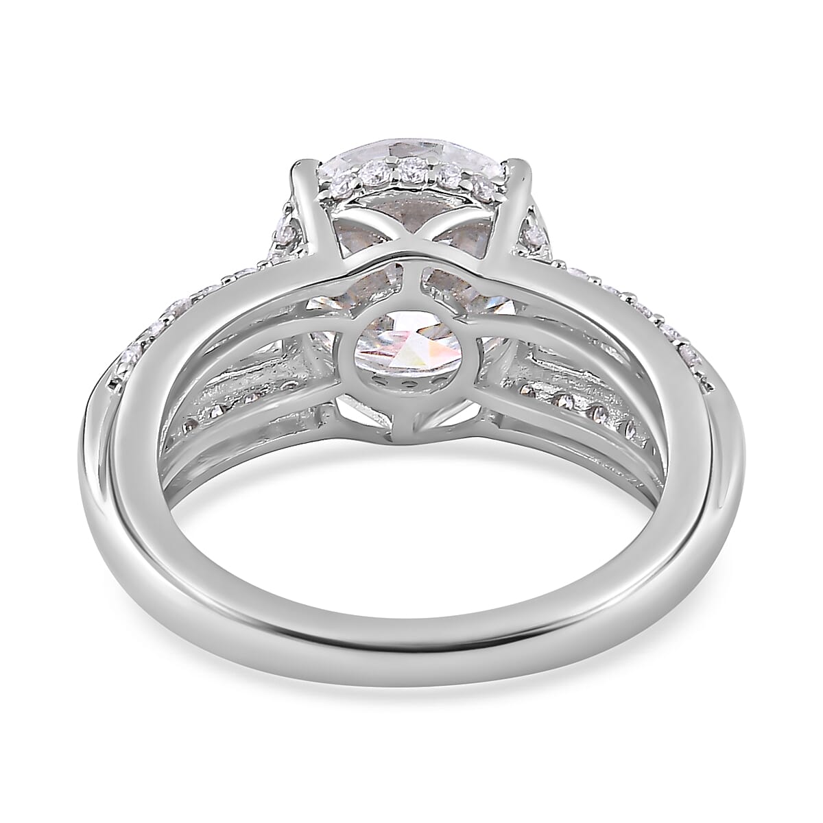 Moissanite Ring in Platinum Over Sterling Silver (Size 10.0) 4.60 ctw image number 4