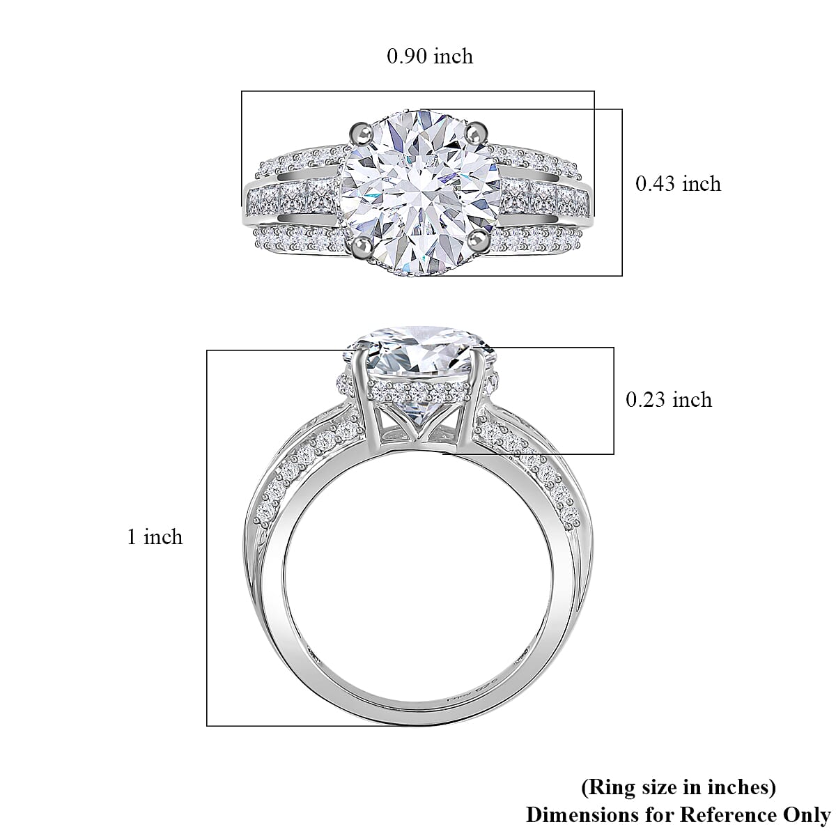 Moissanite Ring in Platinum Over Sterling Silver (Size 10.0) 4.60 ctw image number 5