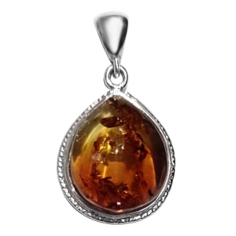 Baltic Amber Pendant without Chain in Sterling Silver
