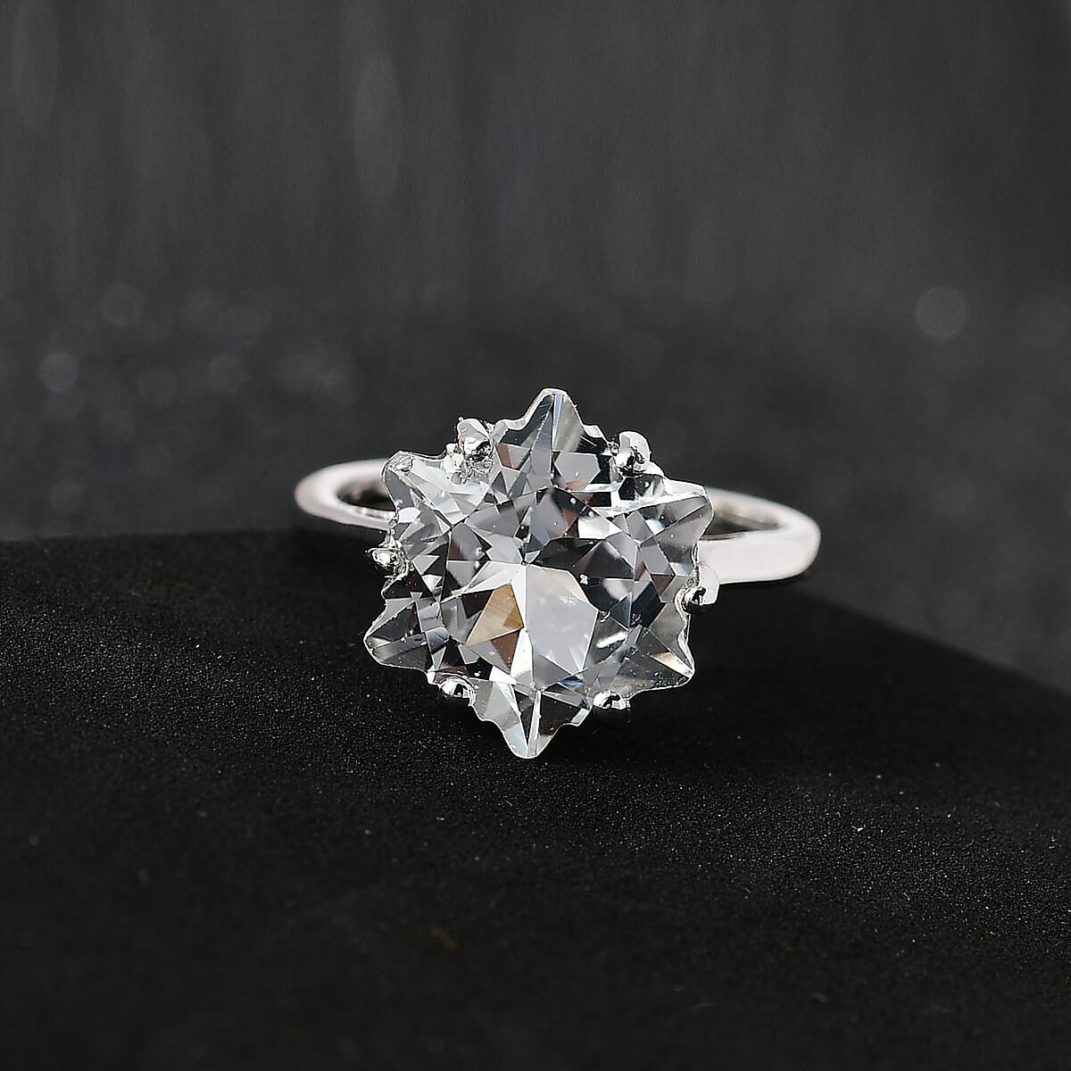 White Topaz Solitaire Ring in Platinum Over Sterling Silver (Size 10.0) 9.10 ctw image number 1