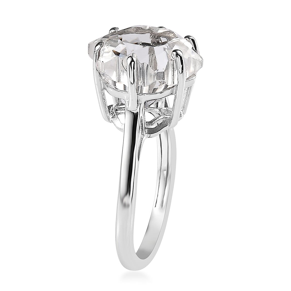 White Topaz Solitaire Ring in Platinum Over Sterling Silver (Size 10.0) 9.10 ctw image number 3