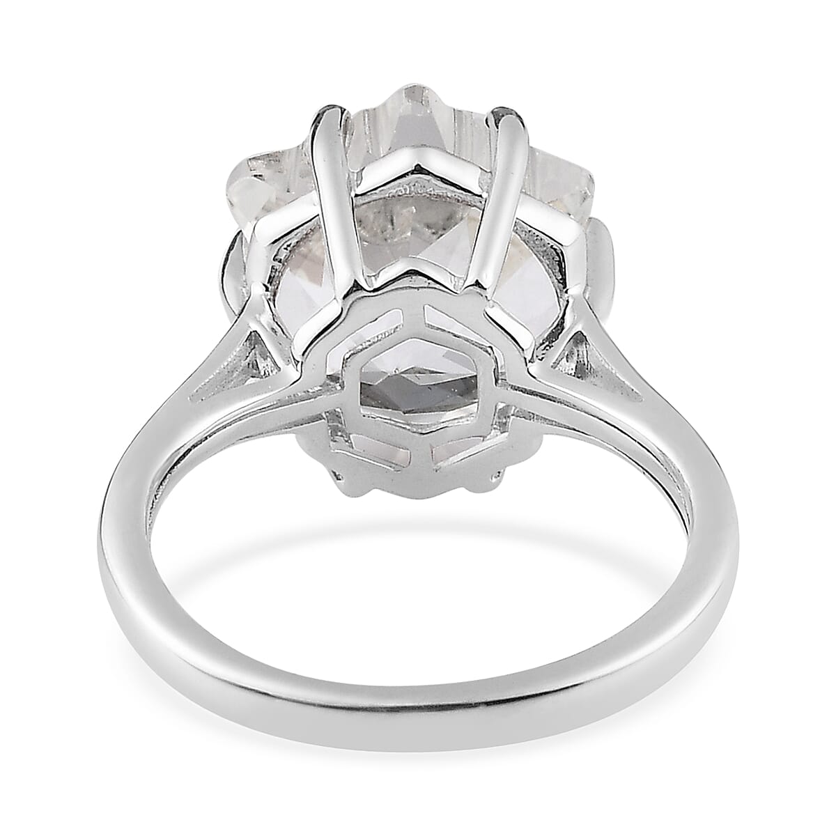 White Topaz Solitaire Ring in Platinum Over Sterling Silver (Size 10.0) 9.10 ctw image number 4