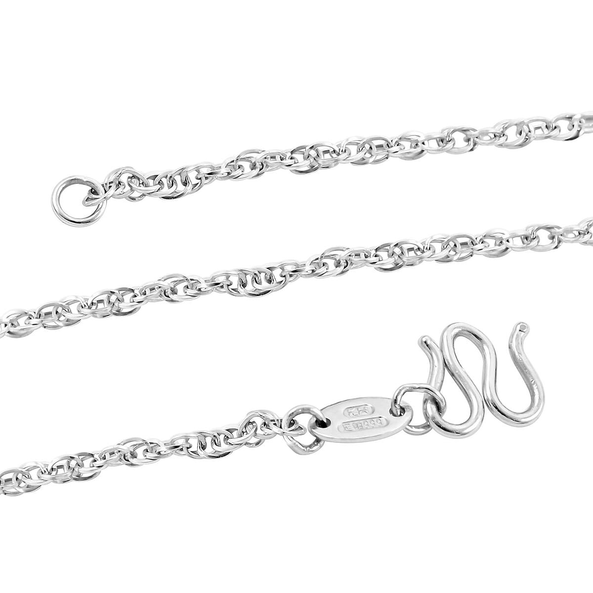 999 Platinum 1.0mm Water Wave Chain Necklace 17 Inches 3.40 Grams image number 3