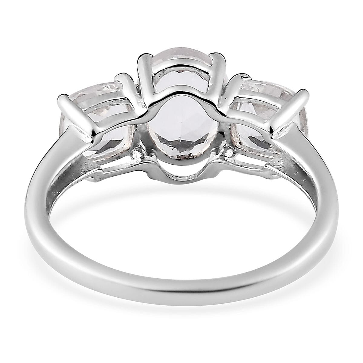 White Topaz 3 Stone Ring in Platinum Over Sterling Silver (Size 10.0) 2.85 ctw