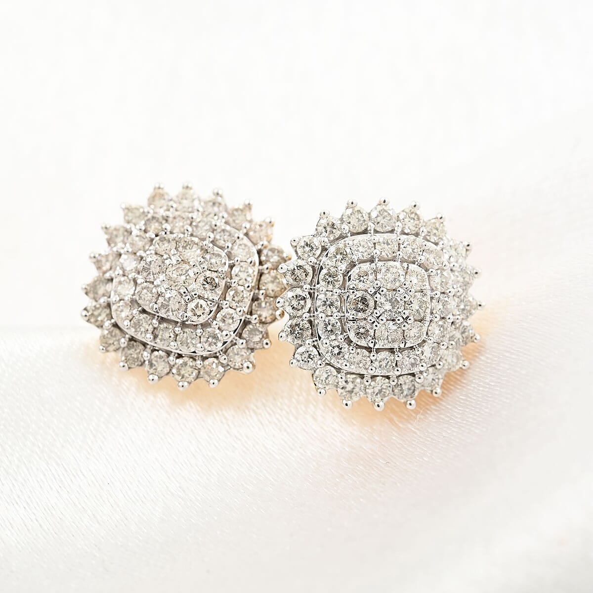 14K Yellow Gold H SI3 Diamond Floral Earrings 1.00 ctw image number 1