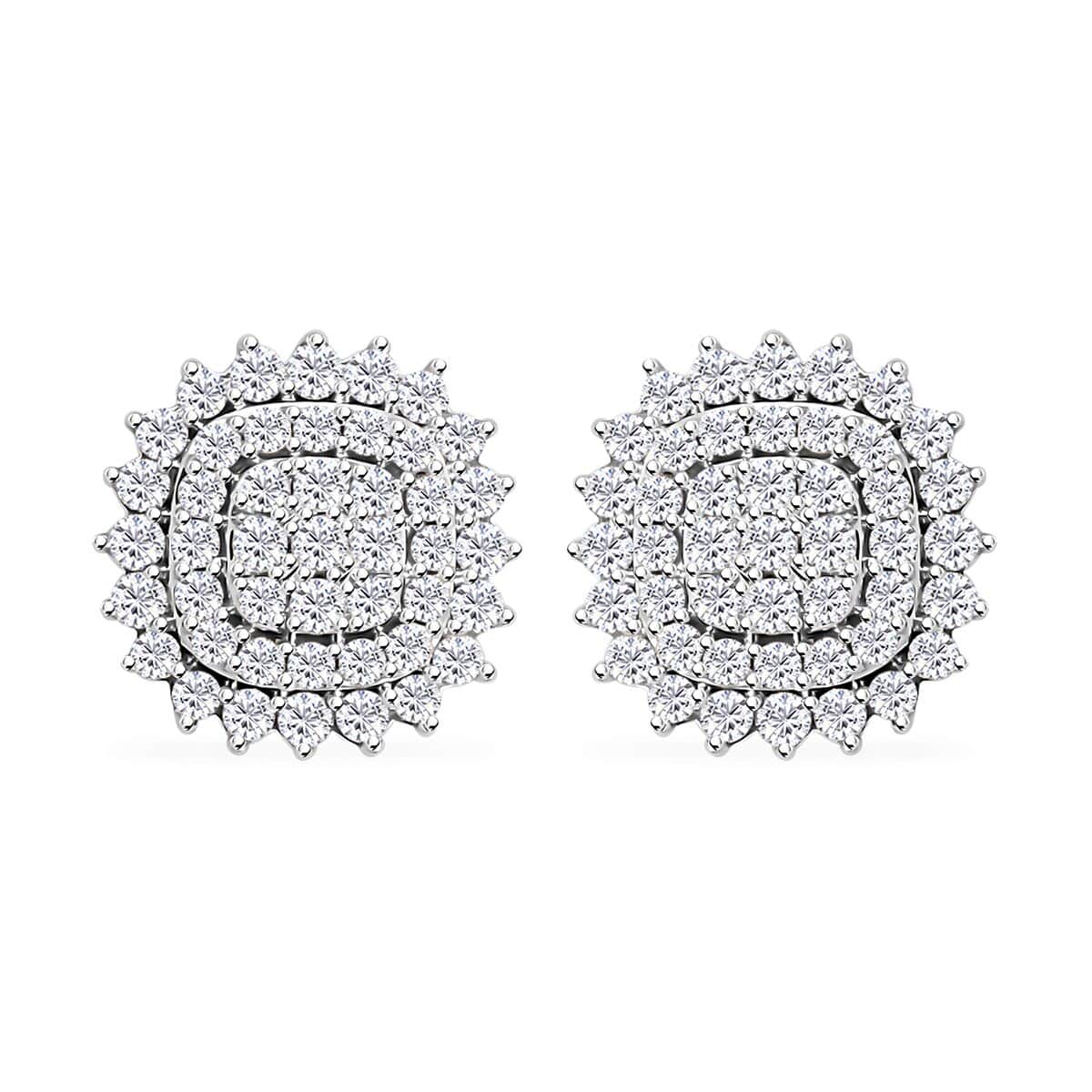 14K White Gold H SI3 Diamond Floral Earrings 1.00 ctw image number 0