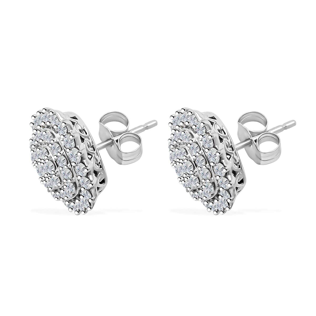 14K White Gold H SI3 Diamond Floral Earrings 1.00 ctw image number 3