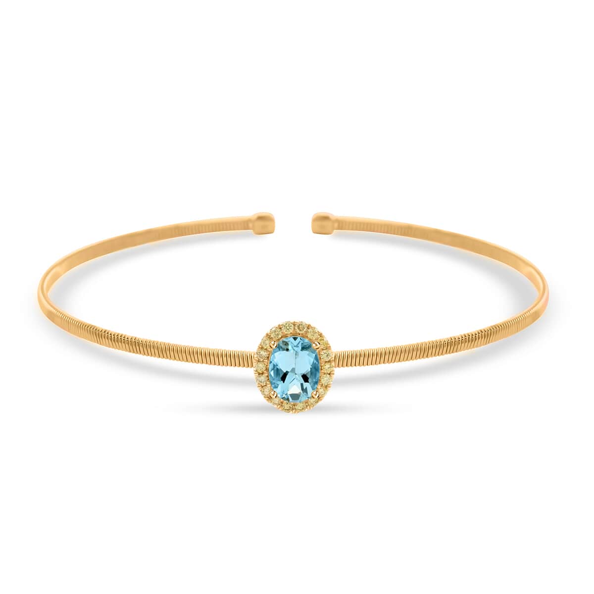 Modani 14K Yellow Gold Aquamarine and Natural Yellow Diamond SI-SI2 Bracele (7.00 In) 3.65 Grams 1.00 ctw image number 0