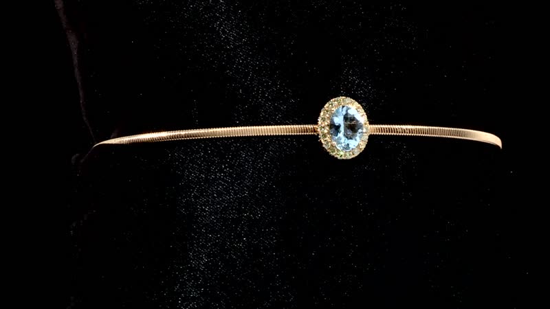 Modani 14K Yellow Gold Aquamarine and Natural Yellow Diamond SI-SI2 Cuff Bracelet (7.00 In) 3.65 Grams 1.00 ctw